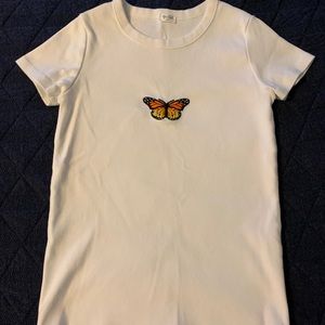 Brandy Melville White butterfly Top